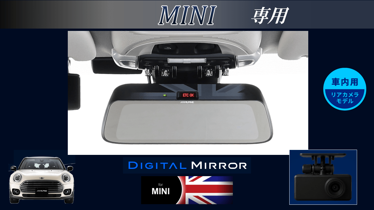 MINI専用(純正ETC内蔵ミラー付車) 9型デジタルミラー 車内用リアカメラモデル